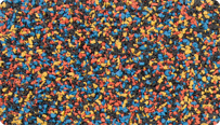 Próbka koloru Papuga WARCO dla naturalnie wyglądających powierzchni, wykonana z pełnokolorowego granulatu gumowego EPDM.