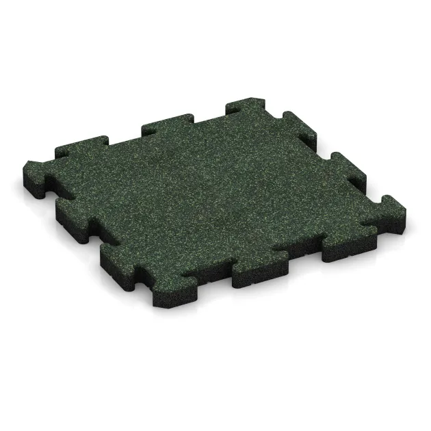 Nawierzchnia sportowa z gumy HD von WARCO im Farbdesign Angielski trawnik mit den Abmessungen 500 x 500 x 50 mm. Produktfoto von Artikel 4162 in der Aufsicht von schräg vorne.