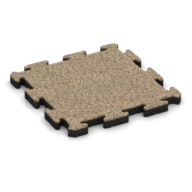 Nawierzchnia sportowa z gumy HD von WARCO im Farbdesign Trawertyn mit den Abmessungen 500 x 500 x 50 mm. Produktfoto von Artikel 4167 in der Aufsicht von schräg vorne.