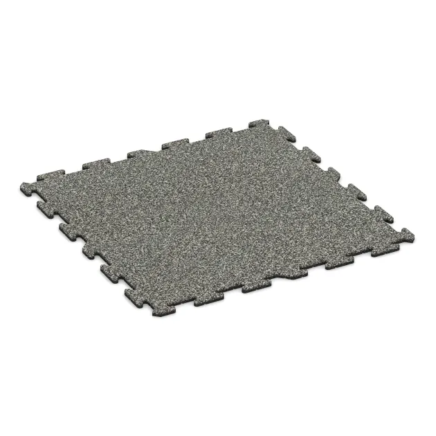 Nawierzchnia gumowa na schody von WARCO im Farbdesign Klasyczny granit mit den Abmessungen 1000 x 1000 x 18 mm. Produktfoto von Artikel 0287 in der Aufsicht von schräg vorne.