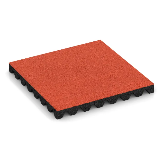 Mata bezpieczeństwa na plac zabaw 5 cm - EN 1177 ≤ 145 cm von WARCO im Farbdesign Oranż mit den Abmessungen 500 x 500 x 50 mm. Produktfoto von Artikel 5571 in der Aufsicht von schräg vorne.
