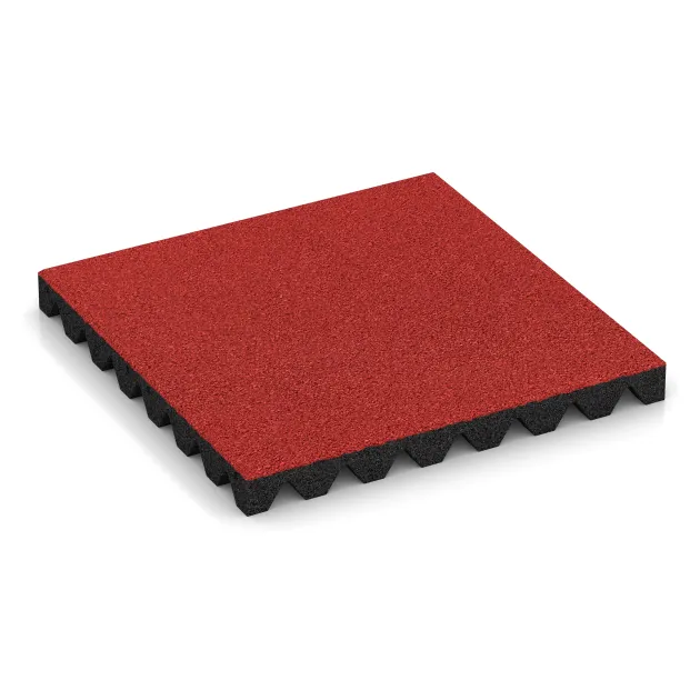 Mata bezpieczeństwa na plac zabaw 5 cm - EN 1177 ≤ 145 cm von WARCO im Farbdesign Ciemny róż mit den Abmessungen 500 x 500 x 50 mm. Produktfoto von Artikel 5572 in der Aufsicht von schräg vorne.