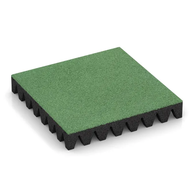Płyta gumowa na plac zabaw von WARCO im Farbdesign Blady zielony mit den Abmessungen 500 x 500 x 80 mm. Produktfoto von Artikel 0723 in der Aufsicht von schräg vorne.