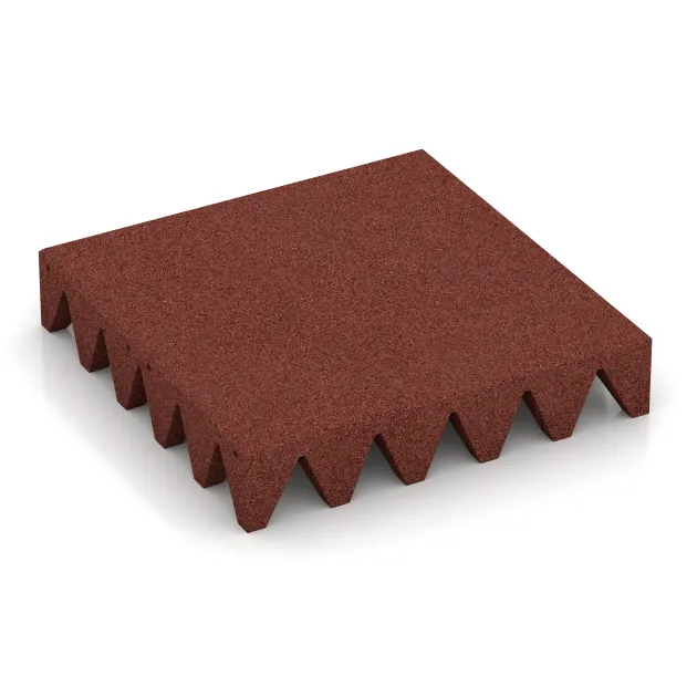 Płyta gumowa na plac zabaw von WARCO im Farbdesign Czerwony ceglasty mit den Abmessungen 500 x 500 x 100 mm. Produktfoto von Artikel 0745 in der Aufsicht von schräg vorne.