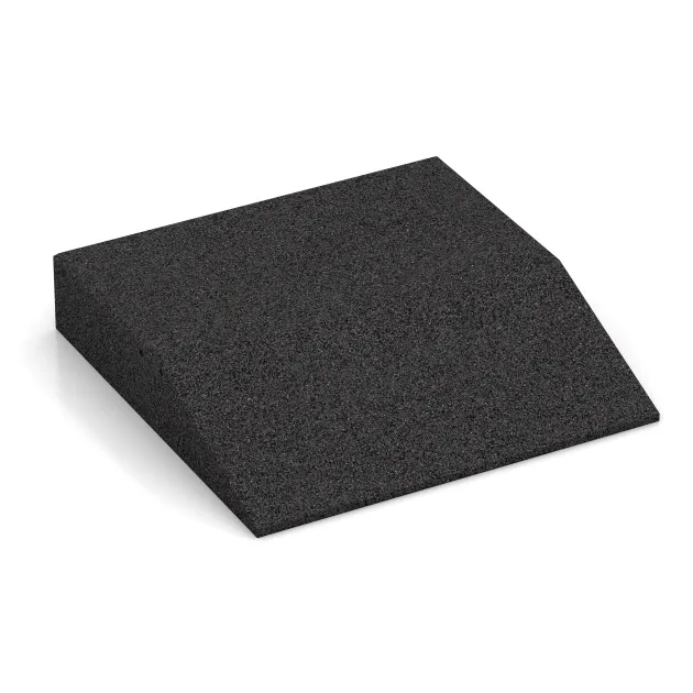 Płyta obrzeżowa (bok w kszałcie klina) von WARCO im Farbdesign Czarny mit den Abmessungen 500 x 500 x 100 mm. Produktfoto von Artikel 3837 in der Aufsicht von schräg vorne.