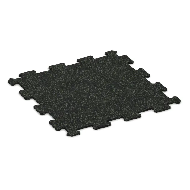 Nawierzchnia Fitness Kompakt von WARCO im Farbdesign Zielony lekko nakrapiany mit den Abmessungen 485 x 485 x 8 mm. Produktfoto von Artikel 0921 in der Aufsicht von schräg vorne.