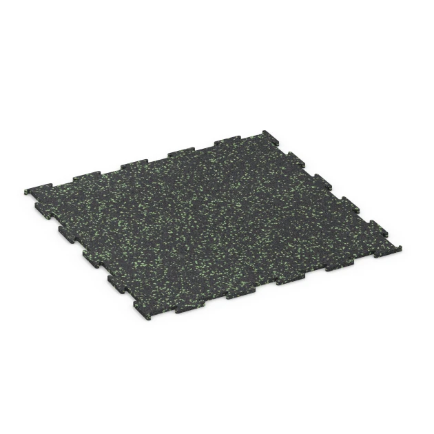 Podłoga na siłownię Kompakt von WARCO im Farbdesign Zielony lekko nakrapiany mit den Abmessungen 50 x 50 x 0,8 cm | 0,25 m². Produktfoto von Artikel 6459 in der Aufsicht von schräg vorne.