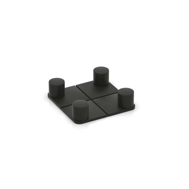 Klips z tworzywa sztucznego von WARCO im Farbdesign Matowa czerń mit den Abmessungen 50 x 50 mm – 8 mm. Produktfoto von Artikel 6121 in der Aufsicht von schräg vorne.