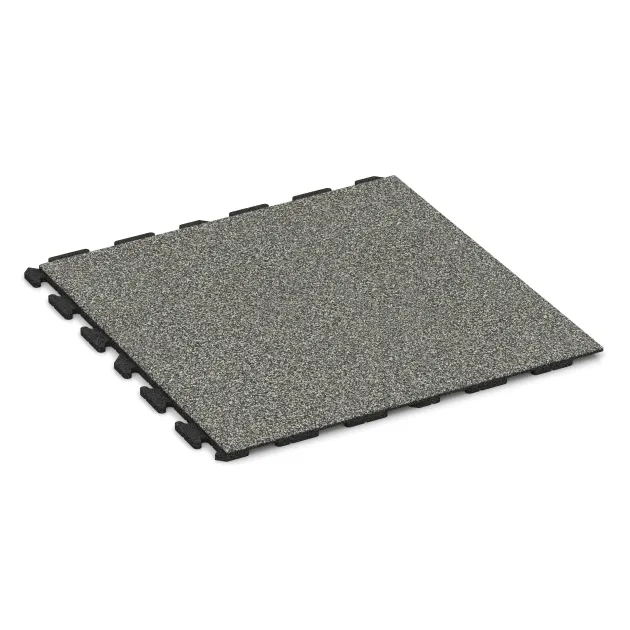 Nawierzchnia na place zabaw von WARCO im Farbdesign Klasyczny granit mit den Abmessungen 1000 x 1000 x 30 mm. Produktfoto von Artikel 1571 in der Aufsicht von schräg vorne.