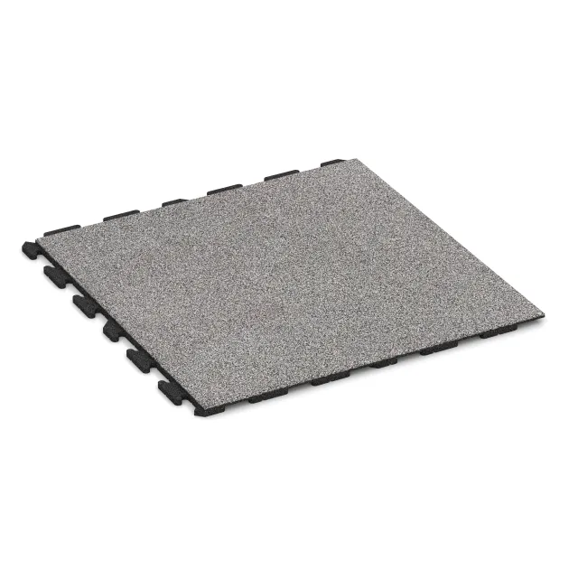 Nawierzchnia na place zabaw von WARCO im Farbdesign Szary melanż mit den Abmessungen 1000 x 1000 x 30 mm. Produktfoto von Artikel 4636 in der Aufsicht von schräg vorne.
