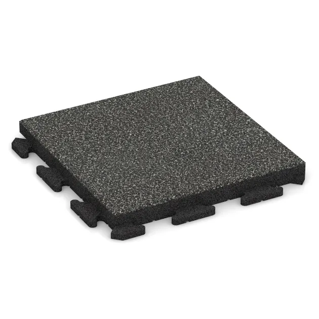 Nawierzchnia Fitness Płyty Gumowe Classic von WARCO im Farbdesign Ciemny granit mit den Abmessungen 500 x 500 x 50 mm. Produktfoto von Artikel 1458 in der Aufsicht von schräg vorne.