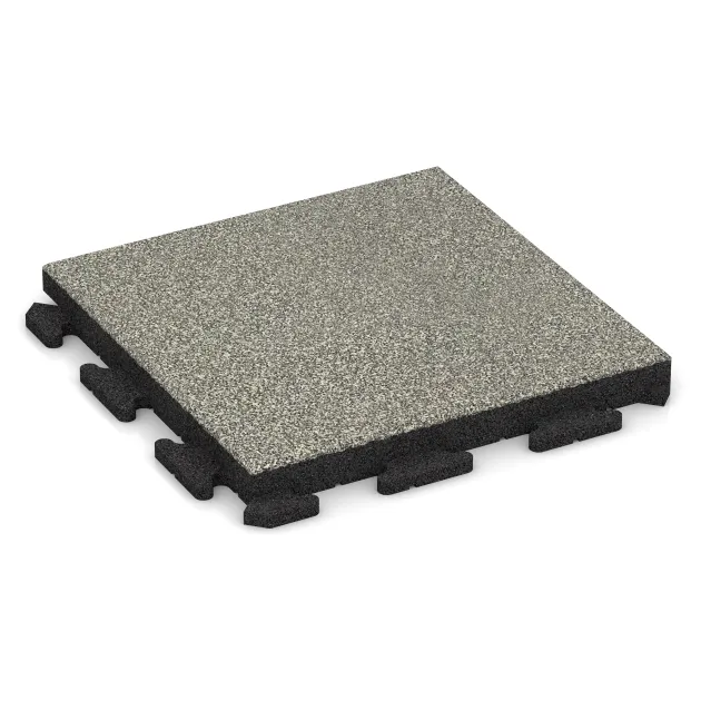 Nawierzchnia Fitness Płyty Gumowe Classic von WARCO im Farbdesign Jasny granit mit den Abmessungen 500 x 500 x 50 mm. Produktfoto von Artikel 1460 in der Aufsicht von schräg vorne.