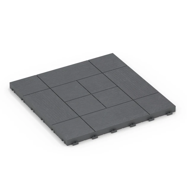 Wzór panelowy – Płytki tarasowe von WARCO im Farbdesign Srebrnoszary mit den Abmessungen 38,5 x 38,5 x 2 cm. Produktfoto von Artikel 6237 in der Aufsicht von schräg vorne.