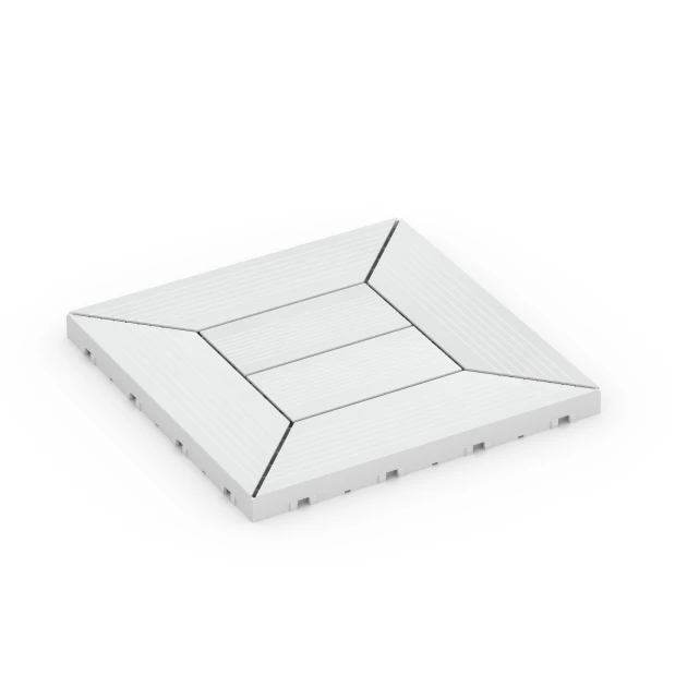 Wzór kasetonowy – Płytki tarasowe von WARCO im Farbdesign Kreda mit den Abmessungen 30 x 30 x 2 cm. Produktfoto von Artikel 6352 in der Aufsicht von schräg vorne.