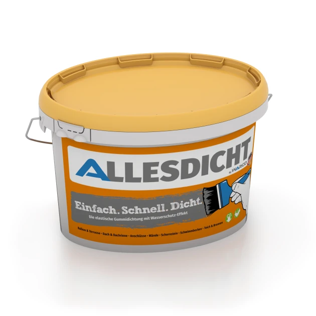 ALLESDICHT – Hydroizolacja von WARCO im Farbdesign Szary mit den Abmessungen 3 kg | 0,9 m². Produktfoto von Artikel 0033 in der Aufsicht von schräg vorne.