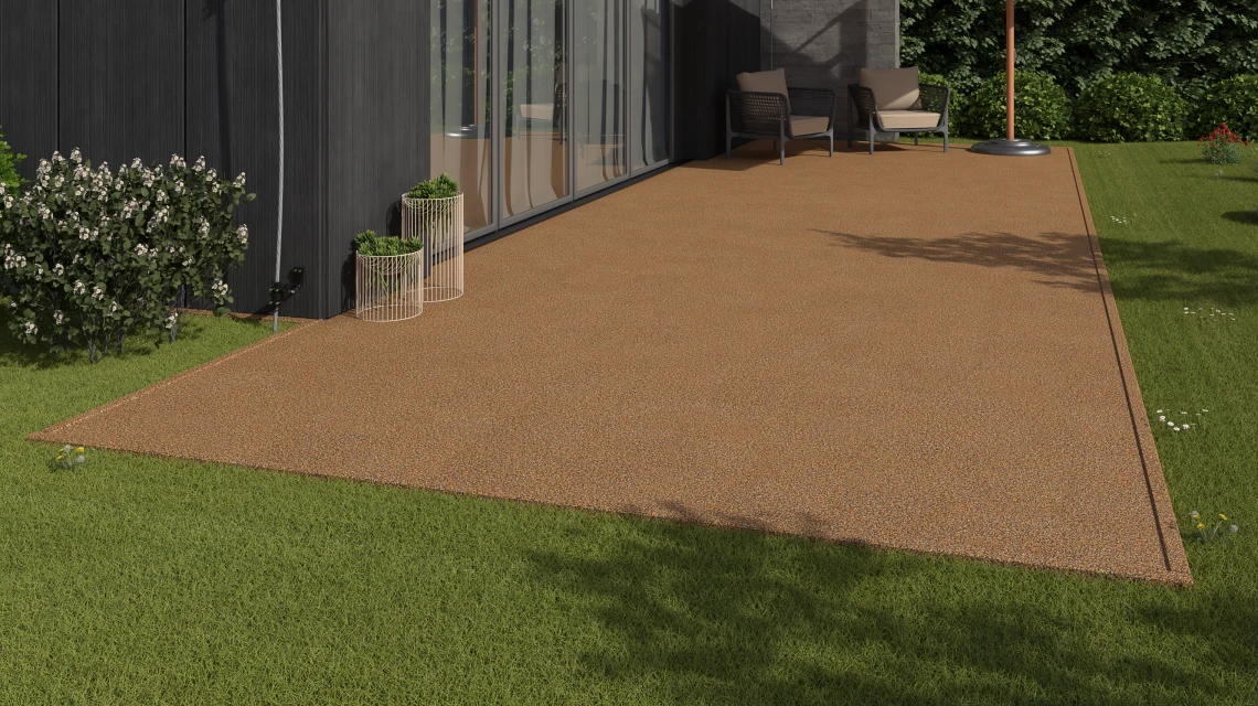 Beispielhafte Verlegung für den Artikel 3731 von WARCO - Płyta tarasowa bezfugowa, Farbton Terakota in der Abmessung 30,6 x 30,6 x 2 cm | 0,094 m².