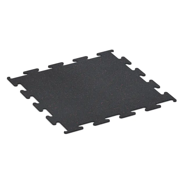 Nawierzchnia Fitness Performance Elite von WARCO im Farbdesign Czerwony lekko nakrapiany mit den Abmessungen 1000 x 1000 x 10 mm. Produktfoto von Artikel 3753 in der Aufsicht von schräg vorne.