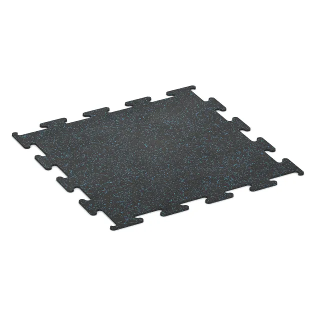 Nawierzchnia Fitness Performance Elite von WARCO im Farbdesign Niebiesko lekko nakrapiany mit den Abmessungen 1000 x 1000 x 10 mm. Produktfoto von Artikel 3754 in der Aufsicht von schräg vorne.