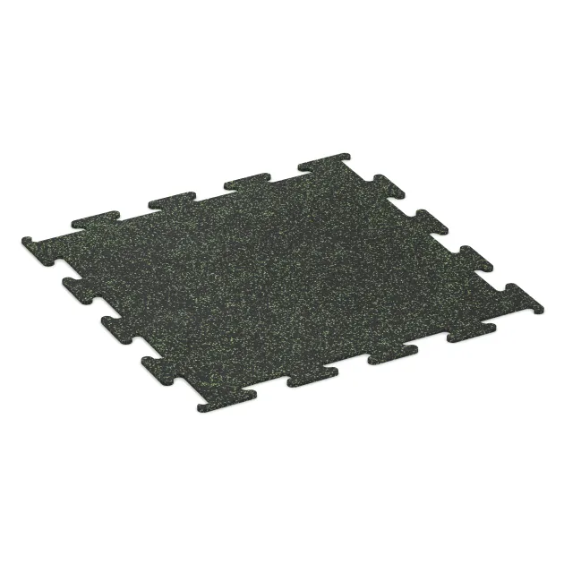 Nawierzchnia Fitness Performance Elite von WARCO im Farbdesign Zielony lekko nakrapiany mit den Abmessungen 1000 x 1000 x 10 mm. Produktfoto von Artikel 3755 in der Aufsicht von schräg vorne.