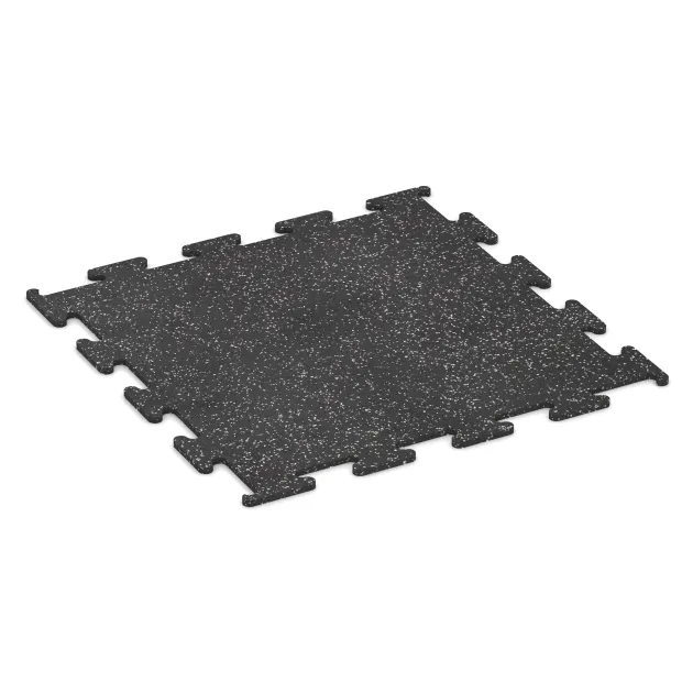 Nawierzchnia Fitness Performance Elite von WARCO im Farbdesign Szary lekko nakrapiany mit den Abmessungen 1000 x 1000 x 15 mm. Produktfoto von Artikel 3777 in der Aufsicht von schräg vorne.