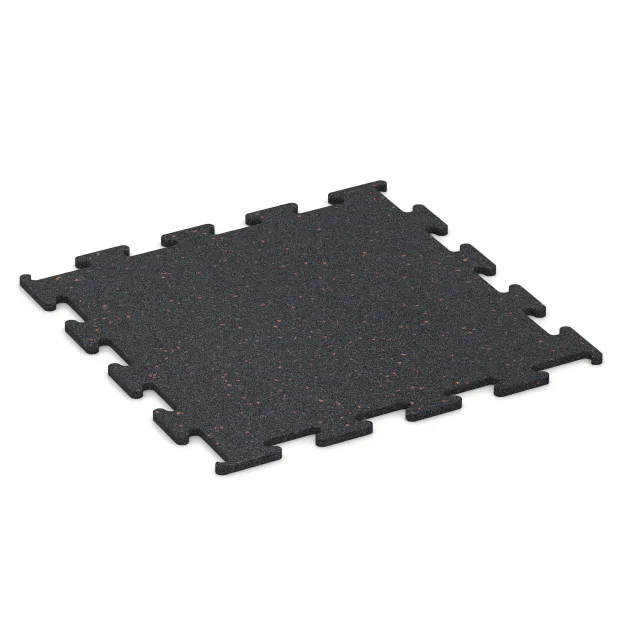 Nawierzchnia Fitness Performance Elite von WARCO im Farbdesign Czerwony lekko nakrapiany mit den Abmessungen 500 x 500 x 10 mm. Produktfoto von Artikel 3765 in der Aufsicht von schräg vorne.