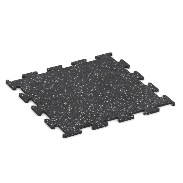 Nawierzchnia Fitness Performance Elite von WARCO im Farbdesign Szary lekko nakrapiany mit den Abmessungen 500 x 500 x 10 mm. Produktfoto von Artikel 3779 in der Aufsicht von schräg vorne.
