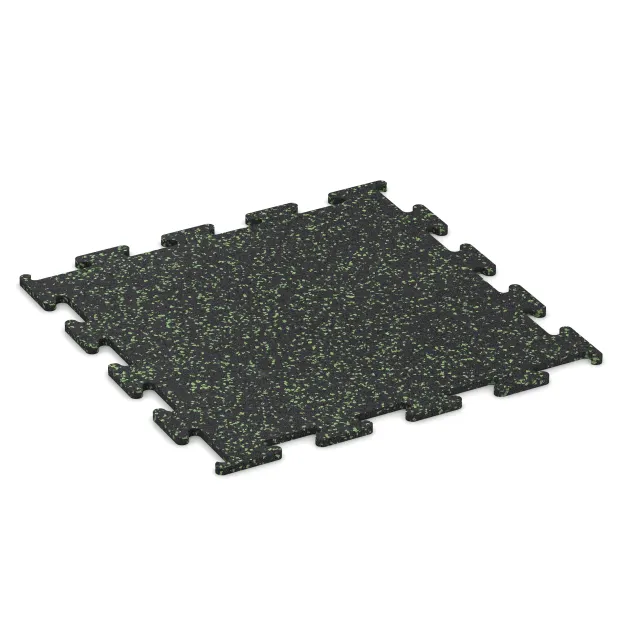Nawierzchnia Fitness Performance Elite von WARCO im Farbdesign Zielony lekko nakrapiany mit den Abmessungen 500 x 500 x 10 mm. Produktfoto von Artikel 3767 in der Aufsicht von schräg vorne.