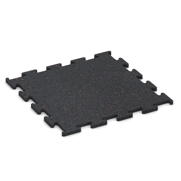 Nawierzchnia Fitness Performance Elite von WARCO im Farbdesign Czerwony lekko nakrapiany mit den Abmessungen 500 x 500 x 15 mm. Produktfoto von Artikel 3769 in der Aufsicht von schräg vorne.