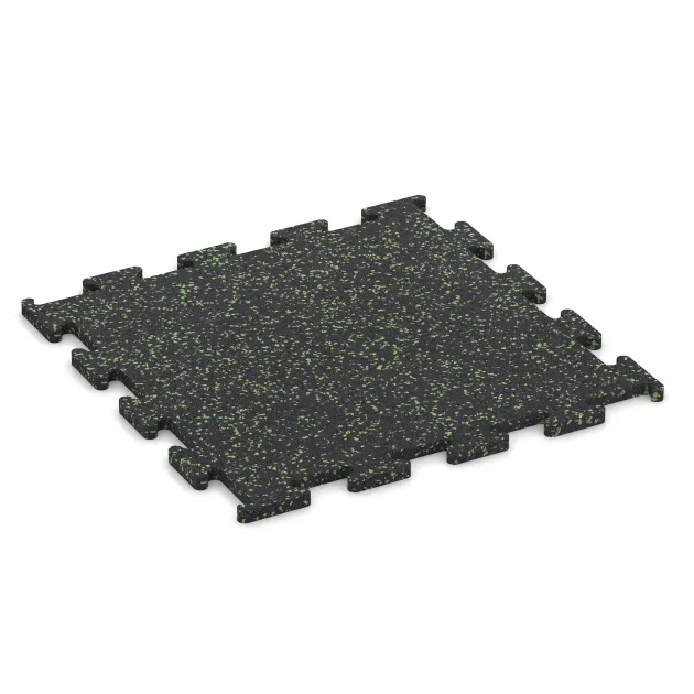 Nawierzchnia Fitness Performance Elite von WARCO im Farbdesign Zielony lekko nakrapiany mit den Abmessungen 500 x 500 x 15 mm. Produktfoto von Artikel 3771 in der Aufsicht von schräg vorne.