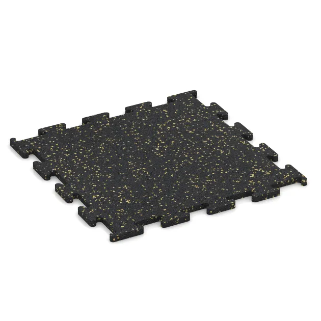 Nawierzchnia Fitness Performance Elite von WARCO im Farbdesign Żółty lekko nakrapiany mit den Abmessungen 500 x 500 x 15 mm. Produktfoto von Artikel 3768 in der Aufsicht von schräg vorne.