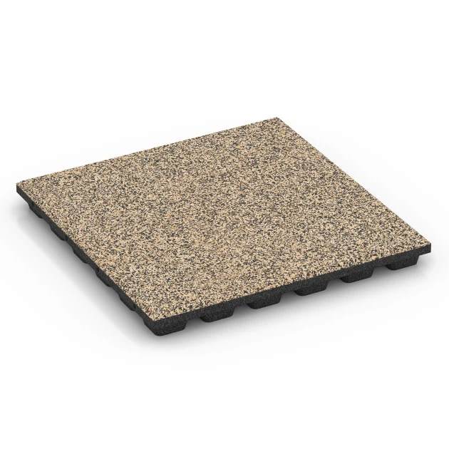 Płyta amortyzująca EPDM – 160 cm von WARCO im Farbdesign Trawertyn mit den Abmessungen 50 x 50 x 4,8 cm | 0,25 m². Produktfoto von Artikel 6437 in der Aufsicht von schräg vorne.