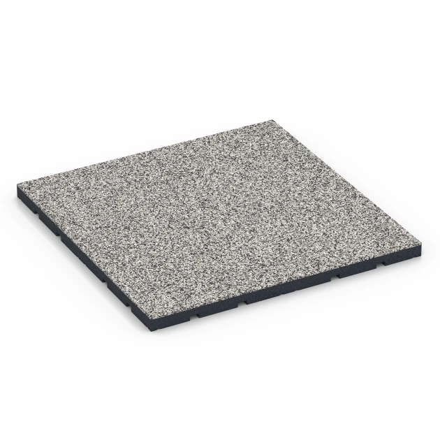 Podłoga na siłownię zewnętrzną von WARCO im Farbdesign Szary granit mit den Abmessungen 60 x 60 x 3 cm | 0,36 m². Produktfoto von Artikel 7133 in der Aufsicht von schräg vorne.