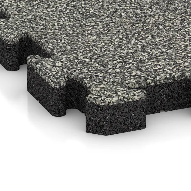 Detailaufnahme der Randausprägung von WARCO-Produkt 3099, Mata Ochronna Fitness, Format 500 x 500 x 50 mm, Farbe Klasyczny granit.