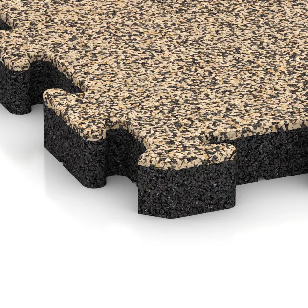 Detailaufnahme der Randausprägung von WARCO-Produkt 4167, Nawierzchnia sportowa z gumy HD, Format 500 x 500 x 50 mm, Farbe Trawertyn.