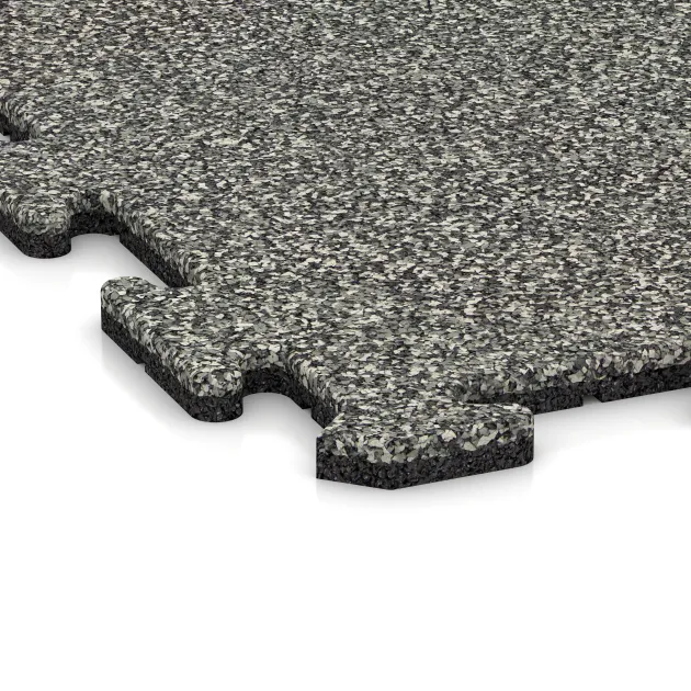 Detailaufnahme der Randausprägung von WARCO-Produkt 0287, Nawierzchnia gumowa na schody, Format 1000 x 1000 x 18 mm, Farbe Klasyczny granit.