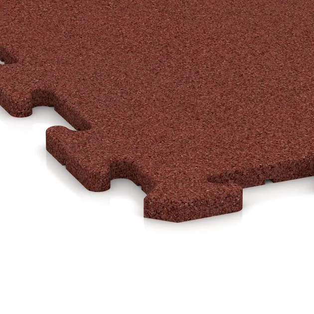 Detailaufnahme der Randausprägung von WARCO-Produkt 3960, Nawierzchnia sportowa dla psów HD, Format 1000 x 1000 x 18 mm, Farbe Czerwony ceglasty.