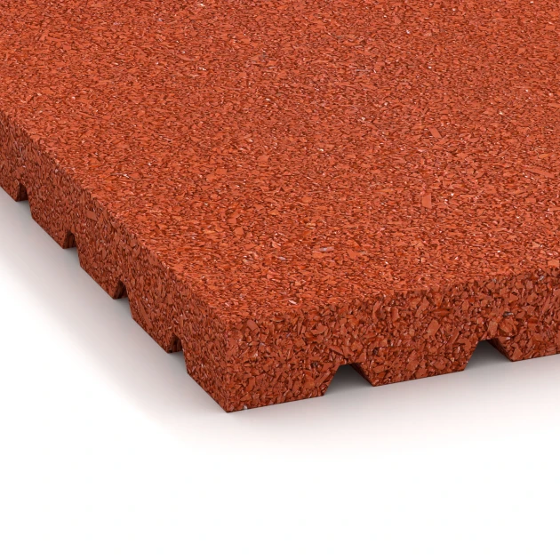 Detailaufnahme der Randausprägung von WARCO-Produkt 3649, Mata do boksów dla koni, Format 100 × 100 × 4,3 cm, Farbe Czerwony ceglasty.