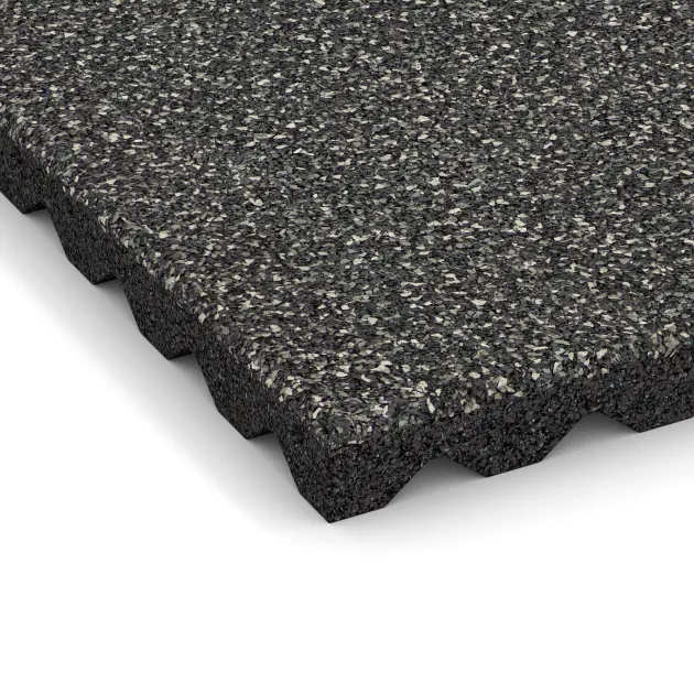 Detailaufnahme der Randausprägung von WARCO-Produkt 5345, Płyta gumowa na plac zabaw, Format 500 x 500 x 40 mm, Farbe Ciemny granit.