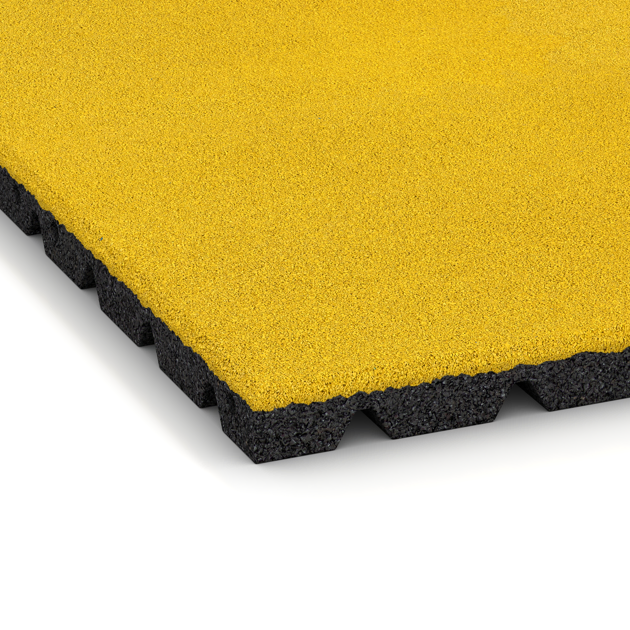 Detailaufnahme der Randausprägung von WARCO-Produkt 0558, Płytka tarasowa 3 cm, Format 500 x 500 x 30 mm, Farbe Żółty cytrynowy.