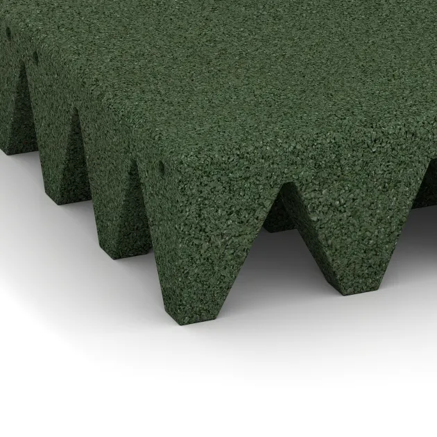 Detailaufnahme der Randausprägung von WARCO-Produkt 5627, Mata bezpieczeństwa na plac zabaw 10 cm - EN 1177 ≤ 300 cm, Format 500 x 500 x 100 mm, Farbe Zielony trawiasty.