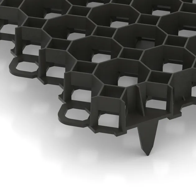 Detailaufnahme der Randausprägung von WARCO-Produkt 5207, Kratka stabilizująca grunt, Format 476 x 476 x 40 mm, Farbe Matowa czerń.