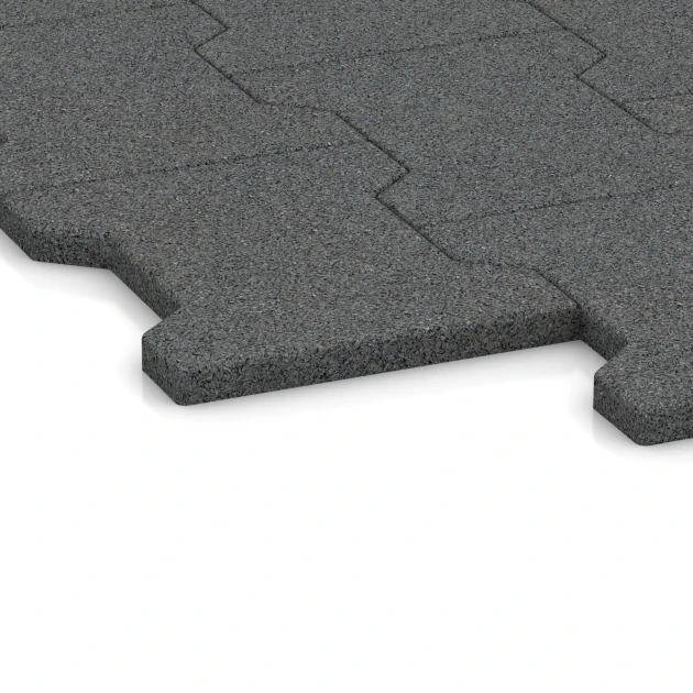 Detailaufnahme der Randausprägung von WARCO-Produkt 5194, Płyta gumowa – podwójne T / H, Format 112 x 100 x 1,7 cm | 1,12 m², Farbe Szary łupkowy.