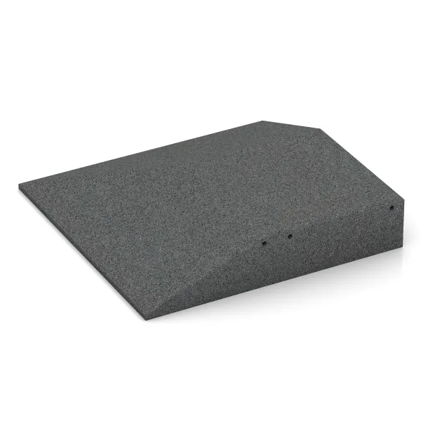 Detailaufnahme der Randausprägung von WARCO-Produkt 0502, Płyta narożna (dwa boki w kształcie klina), Format 500 x 500 x 100 mm, Farbe Szary łupkowy.