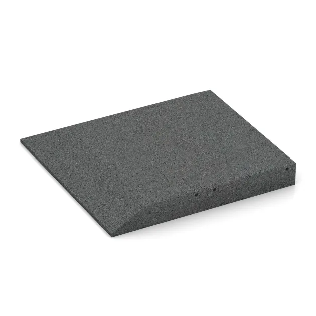 Detailaufnahme der Randausprägung von WARCO-Produkt 0490, Płyta narożna (dwa boki w kształcie klina), Format 500 x 500 x 65 mm, Farbe Szary łupkowy.