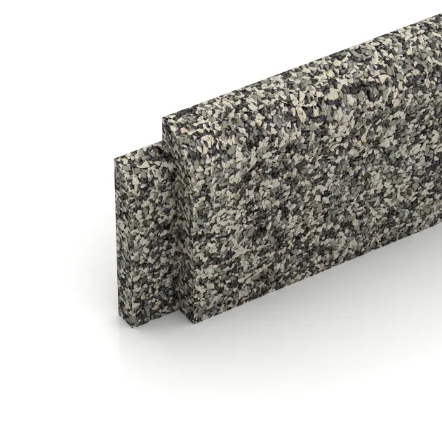 Detailaufnahme der Randausprägung von WARCO-Produkt 2256, Listwa przypodłogowa, Format 750 x 80 x 20 mm, Farbe Jasny granit.