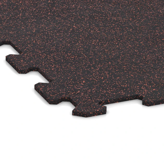 Detailaufnahme der Randausprägung von WARCO-Produkt 1049, Nawierzchnia Fitness Kompakt, Format 970 x 970 x 8 mm | 0,94 m, Farbe Czerwony lekko nakrapiany.