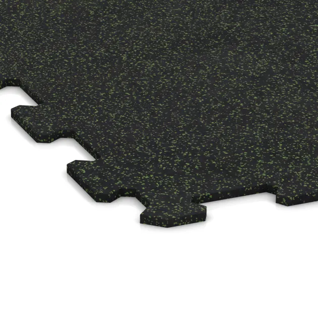Detailaufnahme der Randausprägung von WARCO-Produkt 1058, Nawierzchnia Fitness Kompakt, Format 970 x 970 x 8 mm, Farbe Zielony lekko nakrapiany.