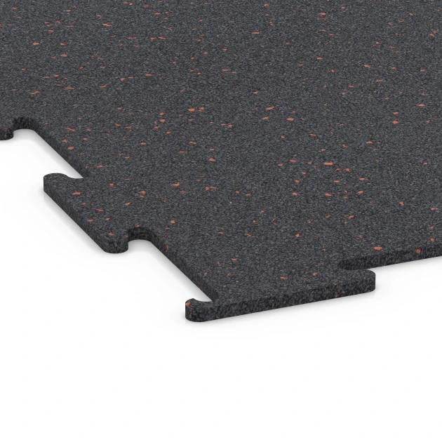 Detailaufnahme der Randausprägung von WARCO-Produkt 6450, Nawierzchnia Fitness Kompakt, Format 100 × 100 × 0,8 cm, Farbe Czerwony lekko nakrapiany.