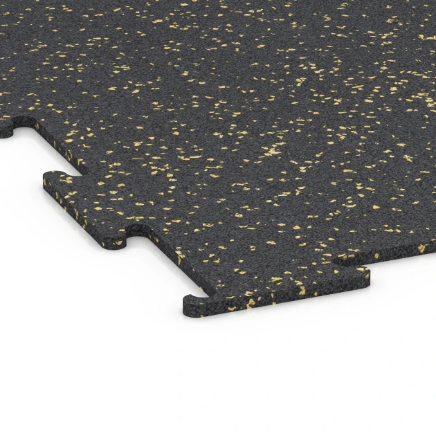 Detailaufnahme der Randausprägung von WARCO-Produkt 6454, Nawierzchnia Fitness Kompakt, Format 100 × 100 × 0,8 cm, Farbe Żółty lekko nakrapiany.