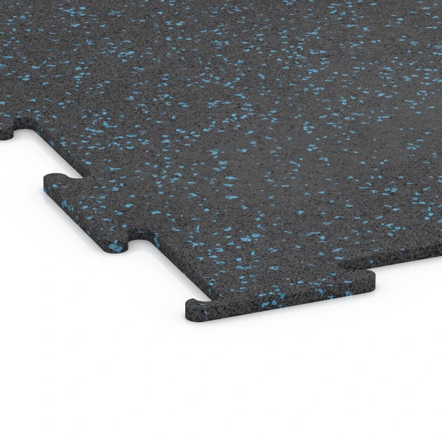Detailaufnahme der Randausprägung von WARCO-Produkt 6457, Nawierzchnia Fitness Kompakt, Format 50 × 50 × 0,8 cm, Farbe Niebiesko lekko nakrapiany.